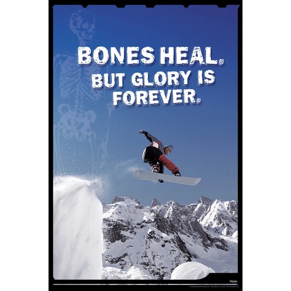 Decor Logistics Bones Heal But Glory Is Forever Snowboard Humor
