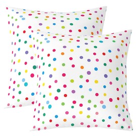 Set of 2 Polka Dots Throw Cushion Covers, 40 x 40 cm, Colourful Dots, Round Cushion Covers, Cartoon Geometric Printed Children's Girls Soft Cushion Covers, Purple Green Circle Decorative Cushion