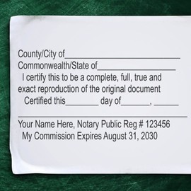 Customized Slim Pre-Inked Certified Copy Stamp Notary Stamp, Stamp Notary Public, Available in 5 Ink Colors, Easy to Carry