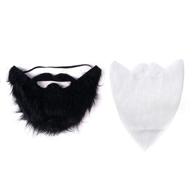 Fake Mustaches Self Adhesive - 2PCS Novelty Fake Mustache for Party (Black, White)