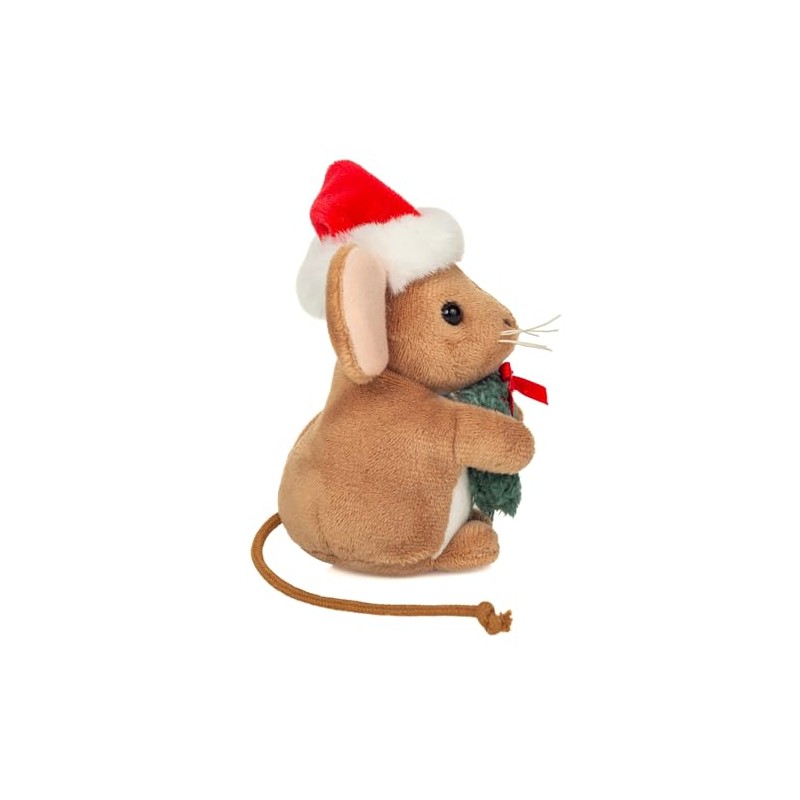 Teddy Hermann 94617 Christmas Mouse with Wreath 11 cm, Cuddly