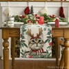 Artoid Mode Holly Flowers Eucalyptus Cat Christmas Table Runner, Winter,