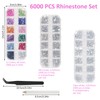 Pack of 6000 Rhinestones, AB Crystal Rhinestones, with Tweezers and