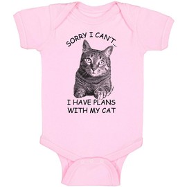 Indigo Legend Funny Cat Bodysuit Baby, Sorry .I Have Plans with My Cat, for Baby Boys and Girls (3-6 Months, Pink, My Cat Bodysuit)