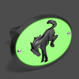 iPick Image for Ford New Bronco 3D Black Logo Night Glow Luminescent Oval Billet Aluminum 2 inch Tow Hitch Cover