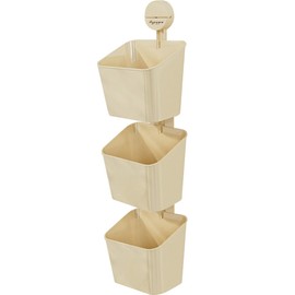 OLizee® 3Pack Hanging Plastic Basket with Suction Cup Hooks Bathroom Shower Hanging Basket with Drainage Holes Hanging Organizer for Home Decoration