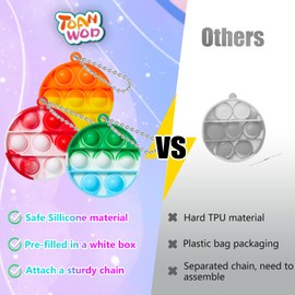TOANWOD 24 PCS Pop Fidget Toys Party Favors for Kids: Goodie Bags Stuffers Stocking Stuffers - Bulk Pop Keychain Carnival Treasure Prizes - Mini Toys Treasure Box for Kids Classroom