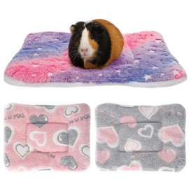 3 Packs Small Animal Bed Mat Guinea Pig Bed, 32x25 CM Washable Warm Fluffy Hamster Beds Guinea Pig Beds Mat Puppy Blanket for Rabbit Hamster Bunny Sleeping