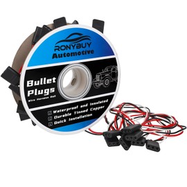 Ronybuy 20 Count 3-Prong Triple Female Bullet Wire Harness Roll 18 Gauge Continuous - 13.5" Lead Between Plugs, 3 Pin Wire Harness Plug for Side Marker Clearance Lights