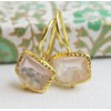 Rectangular Step Cut Rose Quartz Gold Plated 925 Sterling Silver