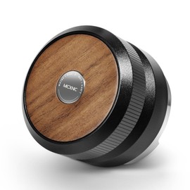 MICXNIC Espresso Leveler 58 mm, Walnut Top Coffee Distributor for 58 mm Portafilter, Height Adjustable Espresso Distributor Barista Accessories, Coffee Distributor with 304 Stainless Steel Base, Black