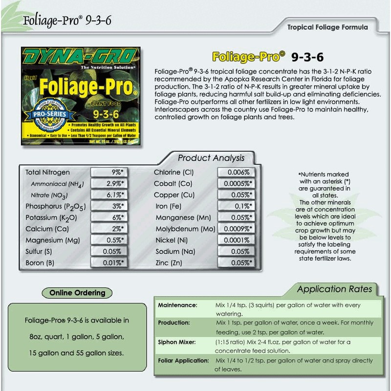 Dyna Gro Foliage Pro 9-3-6 Gallon 128 oz. Fertilizer Plant