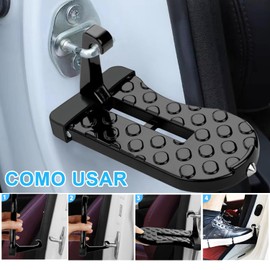 2 PCS Escalones para Puerta de Coche, Borde de Goma No Daña Pintura, Pedal con Función de Martillo de Seguridad. Soporte Plegable para Puerta de Coche, Adapta para Mayoría de Los Coches (Negro)