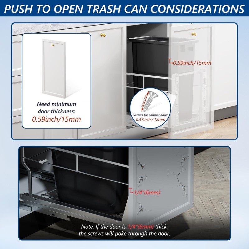 Insputer Pull Out Trash Can Under Cabinet with Soft-Close Slides,