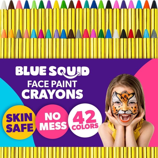 Blue Squid Face Paint Crayons for Kids - 42pcs XL