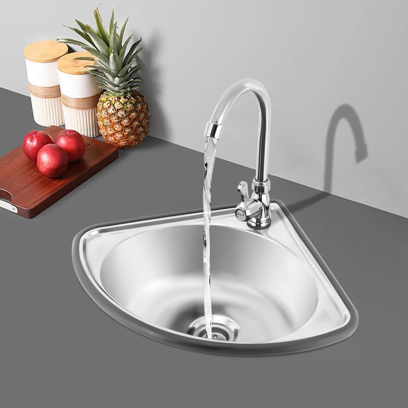 Wall Mount Bathroom Corner Sink,Kitchen Washbasin Single Sink with Faucet