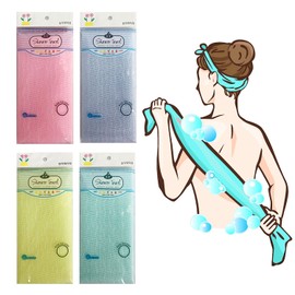 Premium Exfoliating Washcloth Towel(4 Color) Korean Loofah Bath Sponge Long Back Scrubber African Bath Sponge African Long Net for Shower/It Becomes Softer as You use.by NOPIGO