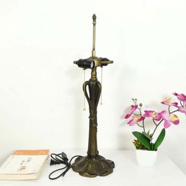 errzom Table Lamp Base Replacement Only, Wide 7 Inch Height 25 Inch, Fit for 16 Inch Tiffany Style Stained Glass Lampshade, Dark Bronze Finish, Resin, Pull Chain Switch