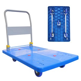 LCyindu 1320LBS Push Cart Dolly,Foldable Platform Truck Dolly with 360° Swivel Wheels, Space-Saving Design, Heavy Duty Hand Flatbed Cart Moving Cart for Loading,Groceries, Garage, Warehouse