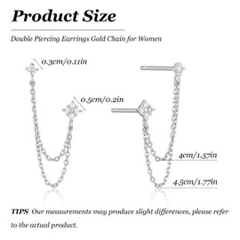 Double Piercing Earrings Gold Chain for Women, Double Hoop Jewelry Set for Two Holes, Elegant Chain Earrings for Everyday Wear, Double-Piercing Chains Earring Set