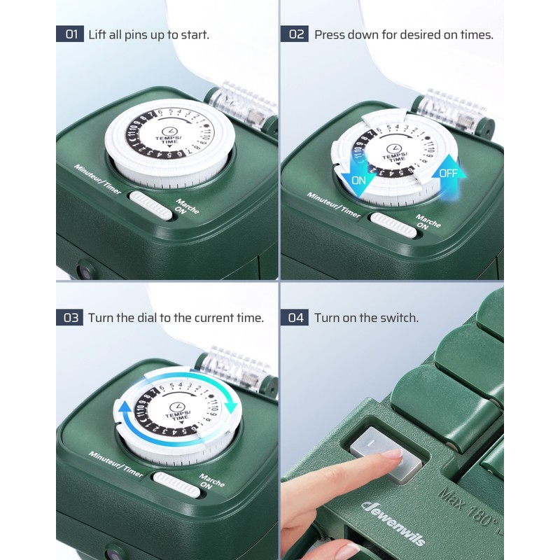 DEWENWILS Outdoor Mechanical Power Stake Timer for ChristmasDecor