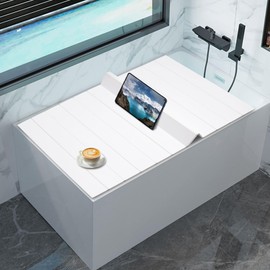 Foldable Bathtub Cover, 59"x27.6" Shutter Bath Lid Freestanding Bathtub Covers Anti-dust Bathtubs Cover Insulation PVC Bathtubs for Home, Bathroom, Spa Experience (59"x27.6")