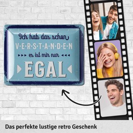 LANOLU Retro Tin Sign with Sayings Funny - Ich hab das schon verstanden es ist mir nur egal - Vintage Metal Sign as Gift Office Decoration - Made of Metal, Domed 15 x 20 cm