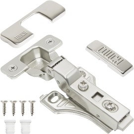TOUCH Cabinet Hinges (1 Pair, 2 PCS) Face Frame Cupboard Door Soft Close Hinges 3/8" Inch Half Overlay Concealed European Clip-On Hinges for Kitchen Cabinet 3-Way Adjustable with Dowels