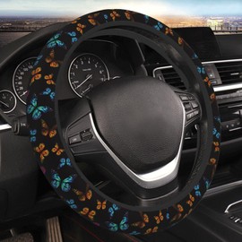 Butterfly Abstract Butterflies Car Steering Wheel Cover,Non-Slip Elastic Neoprene-Sweat Car Accessories,Universal 15 Inch Fit Auto, Vans Trucks,Suvs, Truck