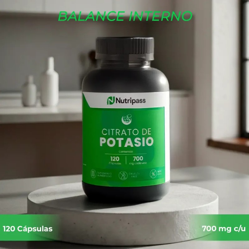 Citrato De Potasio 120 Cápsulas Nutripass 700mg Alta Pureza Sin