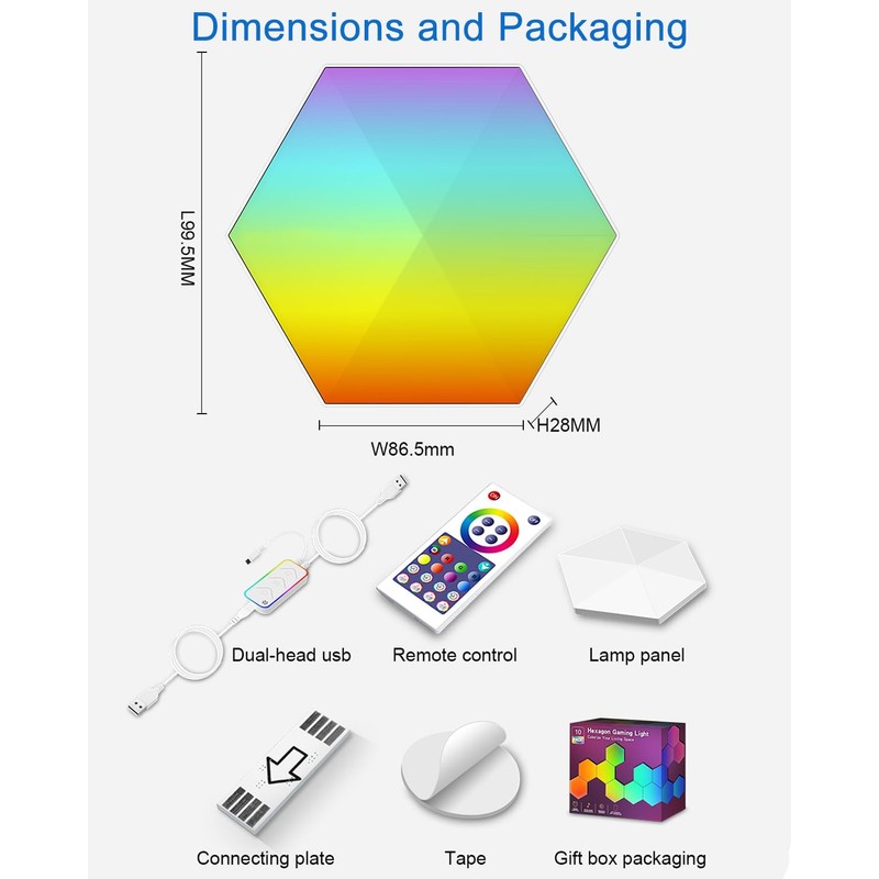 LEDGUHON Hexagon LED Lights 10 Pack, Smart RGB Wall Decor