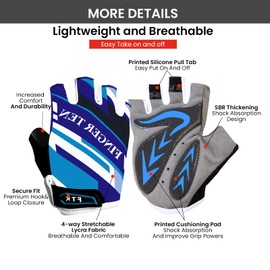 Kids Cycling Gloves Half Finger Gel Padded Non-Slip Breathable, Junior Glove Girls Boys Fingerless Adjustable for Mountain Bike Running Riding Sport Outdoor Biking Skating (Navy, X-Large)