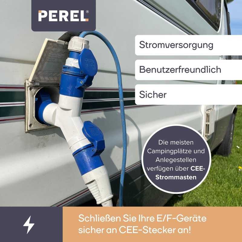 Perel ECEEA2-G Cable Schuko Coupling to Cee Plug Length 40