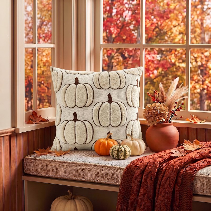 Pumpkin Throw Pillow Cover, Ultra Soft Heavyweight Halloween Thanksgiving Decorative