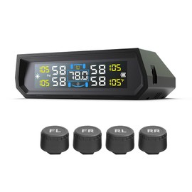 Tyre Solar Tire Pressure Monitoring System, Universal Wireless LCD Display 4pcs Waterproof External Sensors Real-time Detection Tire Pressure