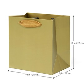 LFCXHTY Gold Paper Gift Bag Large Square Body Paper Bags with Handles for Wedding Baby Shower Birthday Party (Gold, 10 x 5 x 10 in, 10 CT)