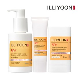 Ilyun 일리윤 선케어 세트 (이지워시 선크림 무기자차 선크림 무기자차 선스틱) Illyoon Sun Care Set (Easy Wash Sunscreen, Mineral Sunscreen, Mineral Sunscreen Stick)