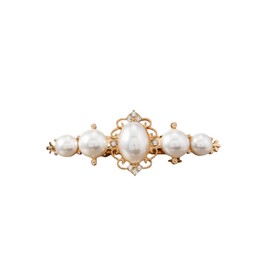 EZ PEACH Women's Barrette, Simple, Pearl, Semi-Matt, Pipe, Metal, Hair Accessories, Hair Clip, Hair Accessory (Gold)