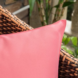 MIULEE Pack of 2 Decorative Outdoor Waterproof Pillow Covers Square Garden Cushion Sham Throw Pillowcase Shell for Patio Tent Couch 18x18 Inch Pink