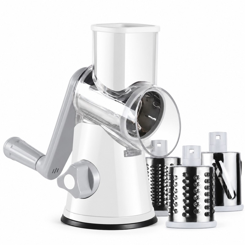 Rotary Cheese Grater for Everyday Food Prep – 3 Interchangeable