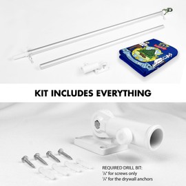 G128 Combo Pack: 6 Ft Aluminum Spinning Flagpole (Silver) & Maine ME State Flag 3x5 Ft, LiteWeave Pro Series Printed 300D Polyester | Pole with Flag Included