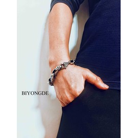 BIYONGDE Mens Stainless Steel Link Chain Cross Bracelet,Chunky Rhombus Link with Engraved Celtic Cross,Spring Hook Clasp, Minimalist Timeless Punk Rock Style