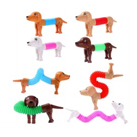 MNNHQ 4 Pcs Tubes Cambio de Forma de Perros, Tubes Spring Dog Fidget Juguetes para Niños, Perros de Juguete Tubos de Estallar para Alivio del Estrés, Dog Pop Tubes, Perros Robot, para Fiesta, Regalos