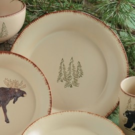 BLACK FOREST DECOR Bear & Moose Stoneware Dinner Plate
