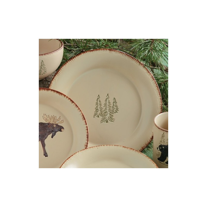 BLACK FOREST DECOR Bear & Moose Stoneware Dinner Plate