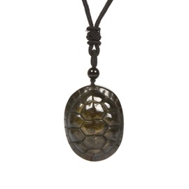 Justinstones Natural Golden Obsidian 38mm Turtle Shell Pendant Healing Chakra Adjustable Necklace 18 to 28 inch