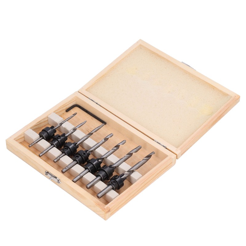 8Pcs/Set Tapered Countersink Bit Screw Set High Speed Steel Wood