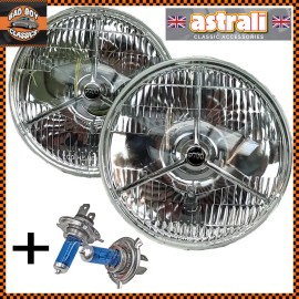 astrali 7" P700 Tripod H4 Conversion Halogen Headlamp Headlight Pair CLASSIC CARS