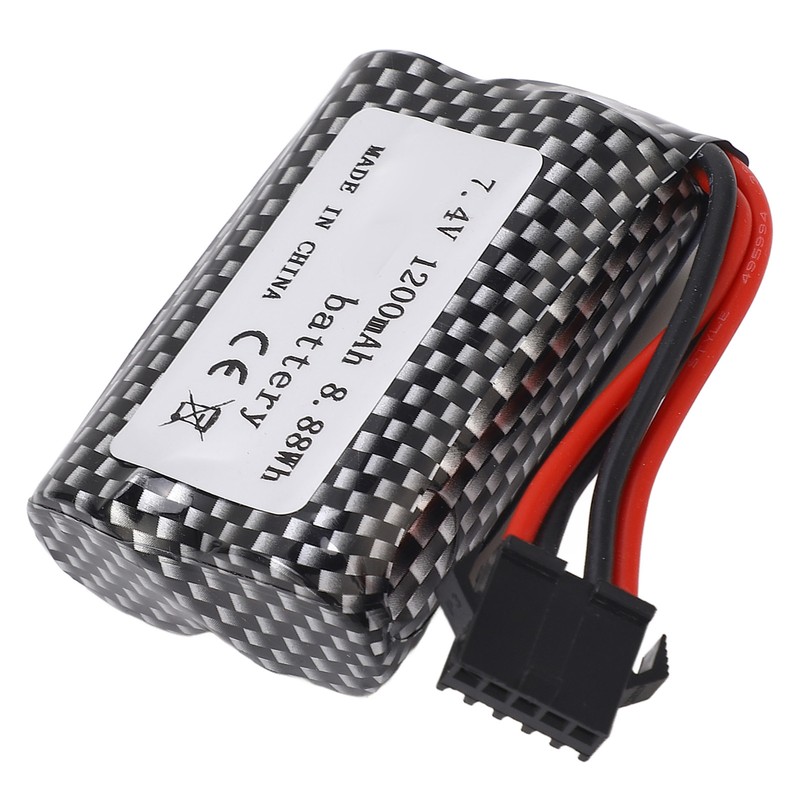 RC Lithium Battery 7.4V 1200mAh 8.88Wh with SM‑5P Plug Long