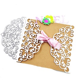 Wedding Invitation Card Border Cutting Dies, Invitation Lace Flower Border Die Cuts Metal Embossing Stencils Template Mould for Card Scrapbooking and DIY Craft Album Paper Card Decor